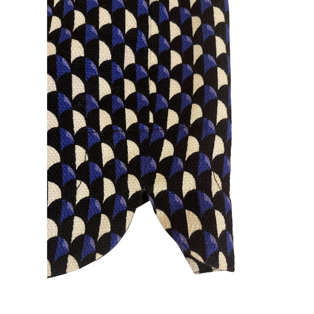 Womens JCrew Blue Black Skirt Short Size 00 Pattern Business Preppy Classic Work - Picture 3 of 7
